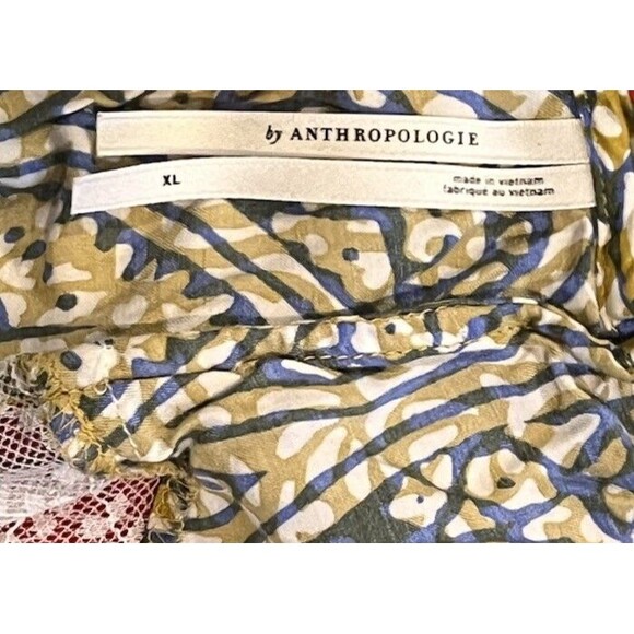 Anthropologie Slip Dress Women’s Size XL Gold Blue Paisley Print Lace - Picture 6 of 10
